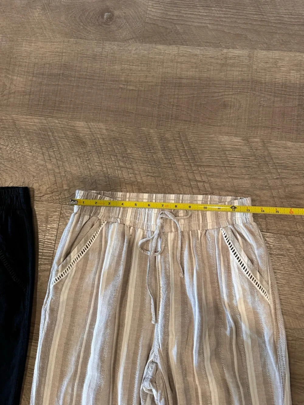 3-Briggs Women's Wide Leg Lightweight Linen Blend 2 Pockets Stripe Pants Size M. - Picture 11 of 15